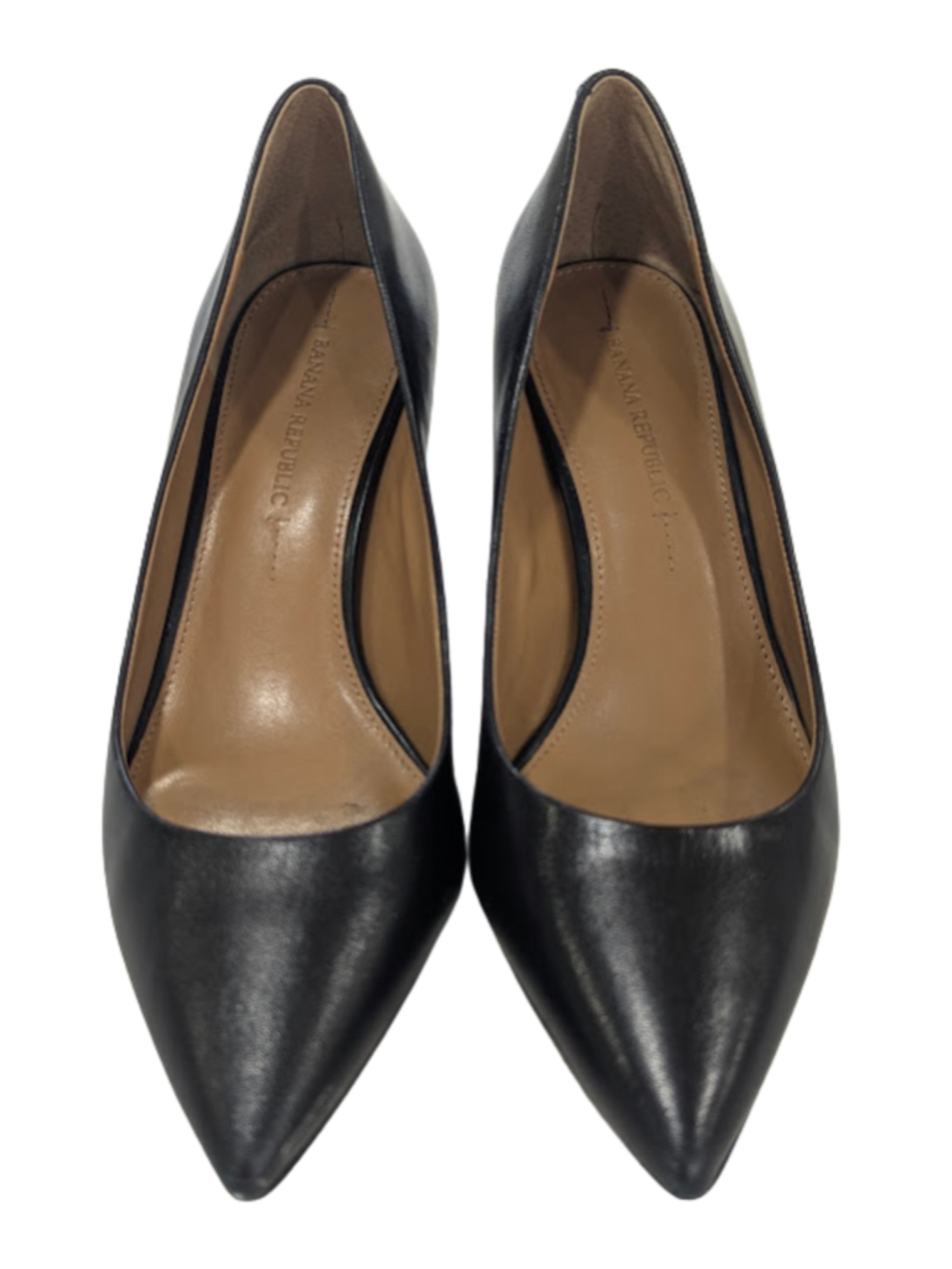 Banana Republic Pumps 8 Black Leather Pointed Toe Stiletto Office Siren Classic